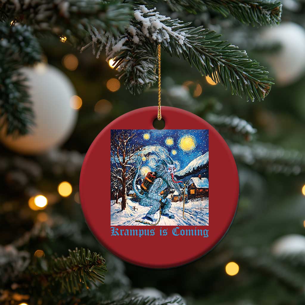 Krampus Is Coming Christmas Ornament Spooky Christmas Starry Night - Wonder Print Shop