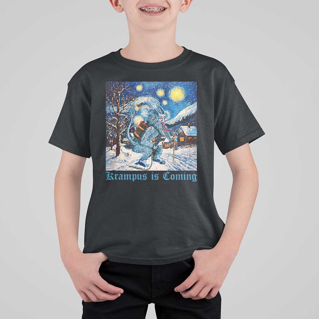 Krampus Is Coming T Shirt For Kid Spooky Christmas Starry Night - Wonder Print Shop
