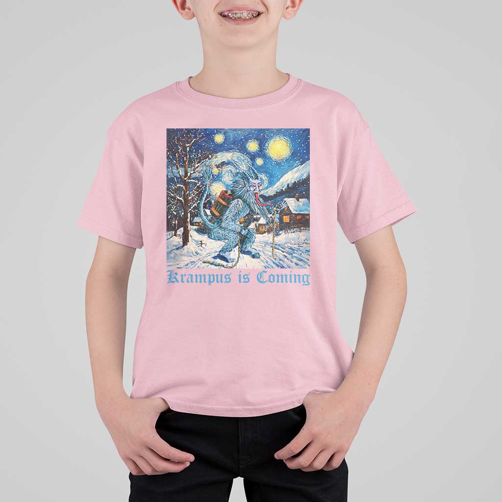 Krampus Is Coming T Shirt For Kid Spooky Christmas Starry Night - Wonder Print Shop