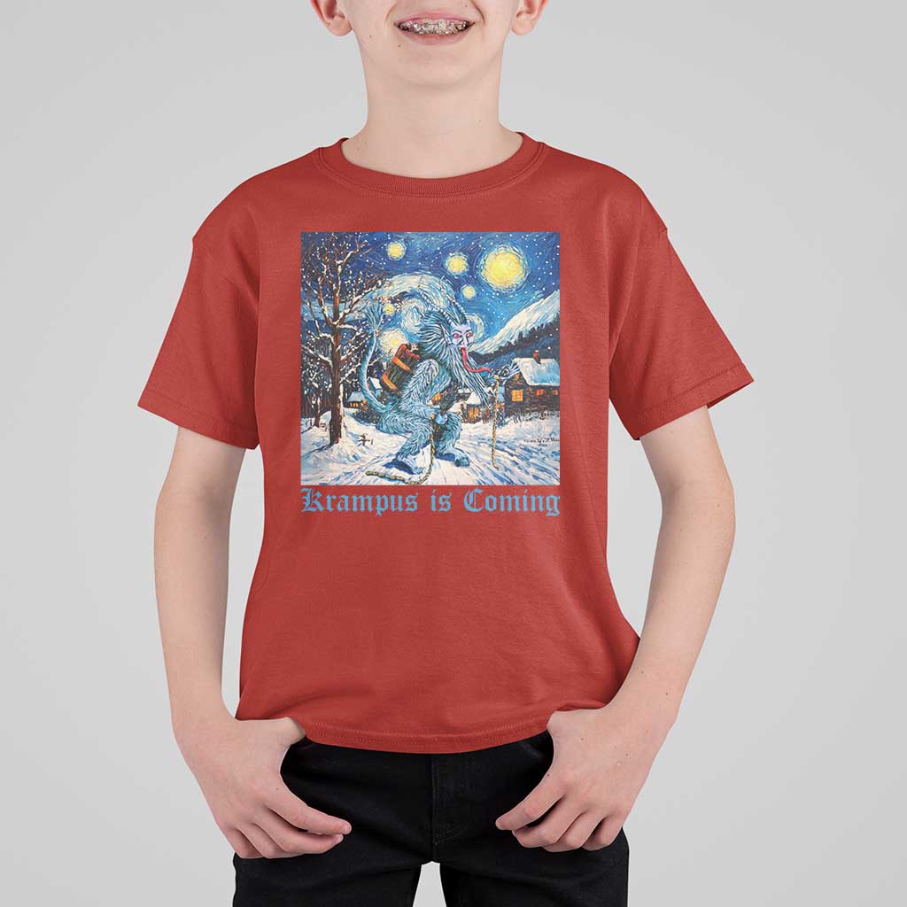 Krampus Is Coming T Shirt For Kid Spooky Christmas Starry Night - Wonder Print Shop