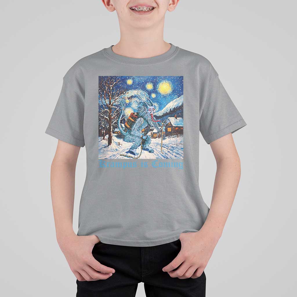 Krampus Is Coming T Shirt For Kid Spooky Christmas Starry Night - Wonder Print Shop