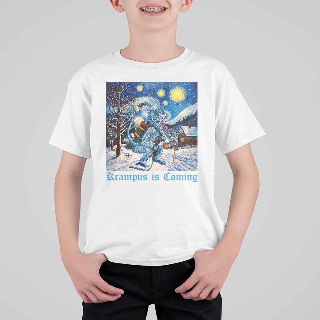 Krampus Is Coming T Shirt For Kid Spooky Christmas Starry Night - Wonder Print Shop