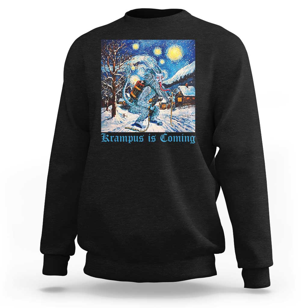 Krampus Is Coming Sweatshirt Spooky Christmas Starry Night - Wonder Print Shop