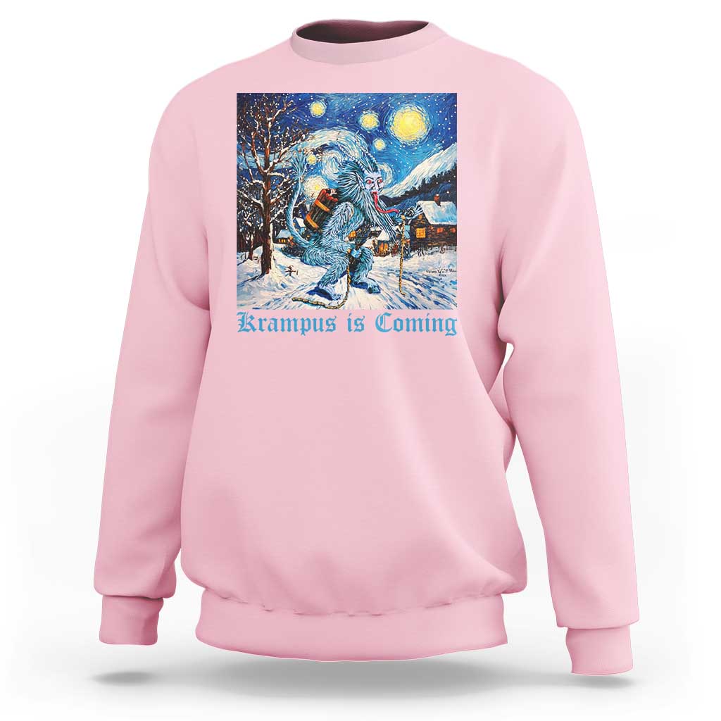 Krampus Is Coming Sweatshirt Spooky Christmas Starry Night - Wonder Print Shop