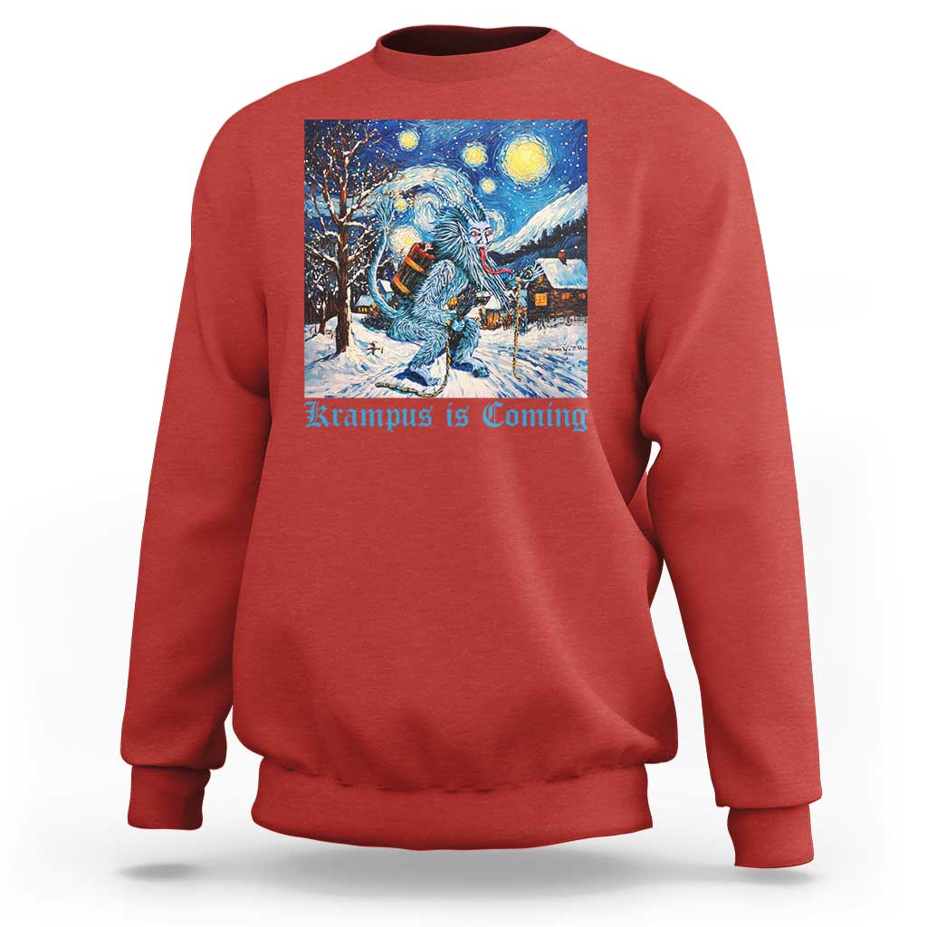 Krampus Is Coming Sweatshirt Spooky Christmas Starry Night - Wonder Print Shop