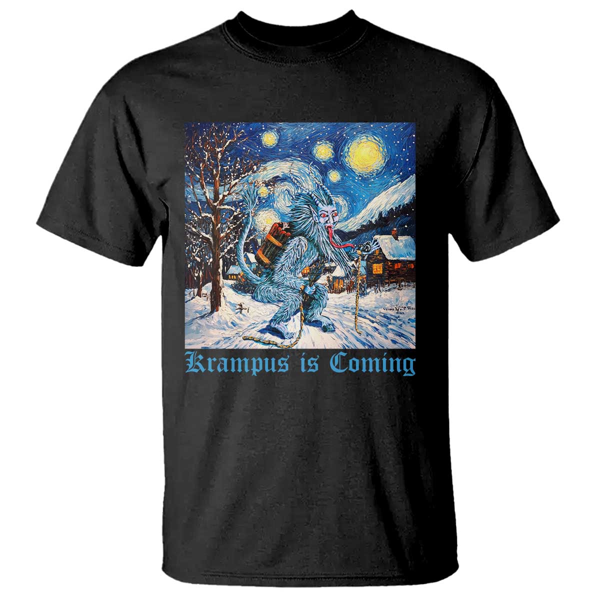 Krampus Is Coming T Shirt Spooky Christmas Starry Night - Wonder Print Shop