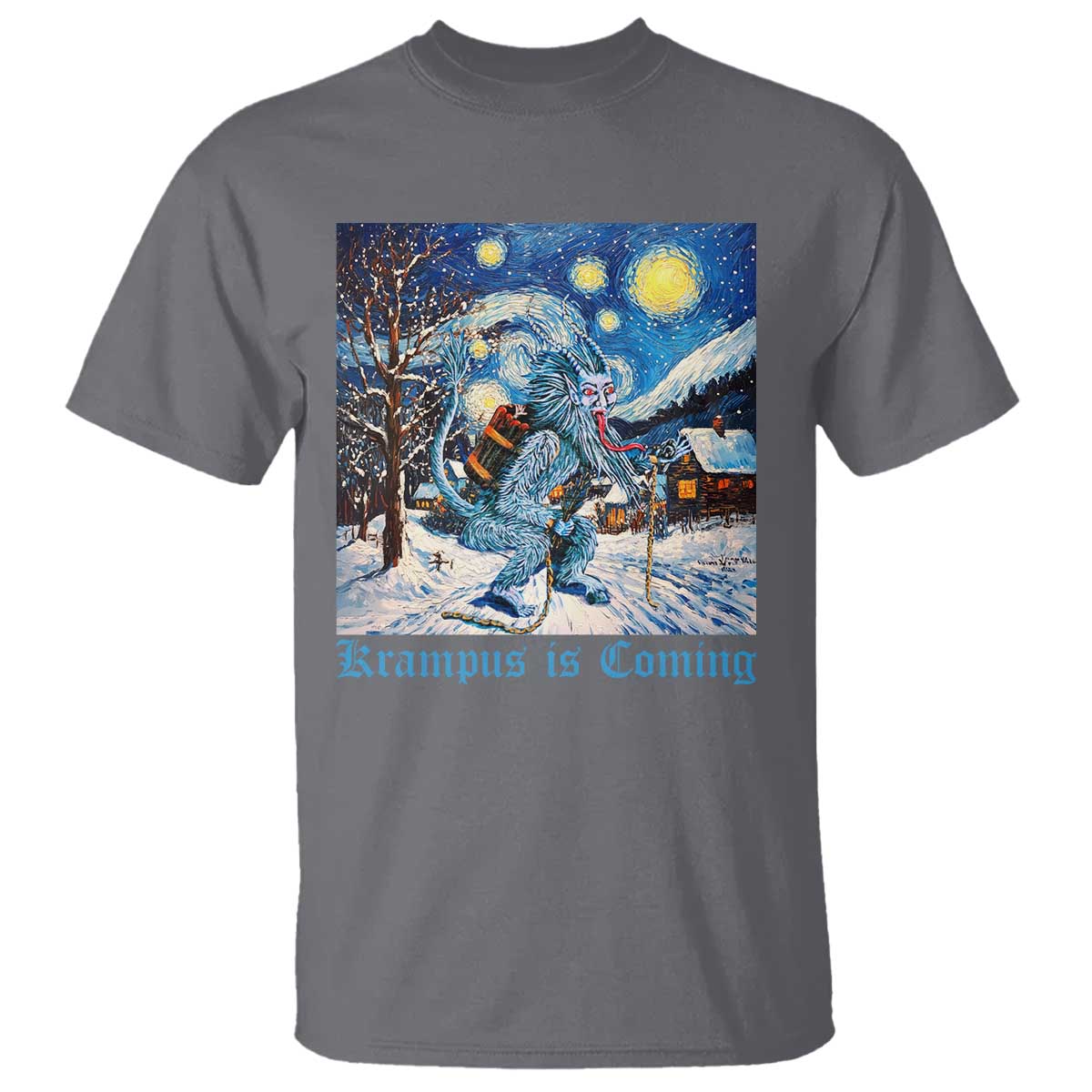 Krampus Is Coming T Shirt Spooky Christmas Starry Night - Wonder Print Shop