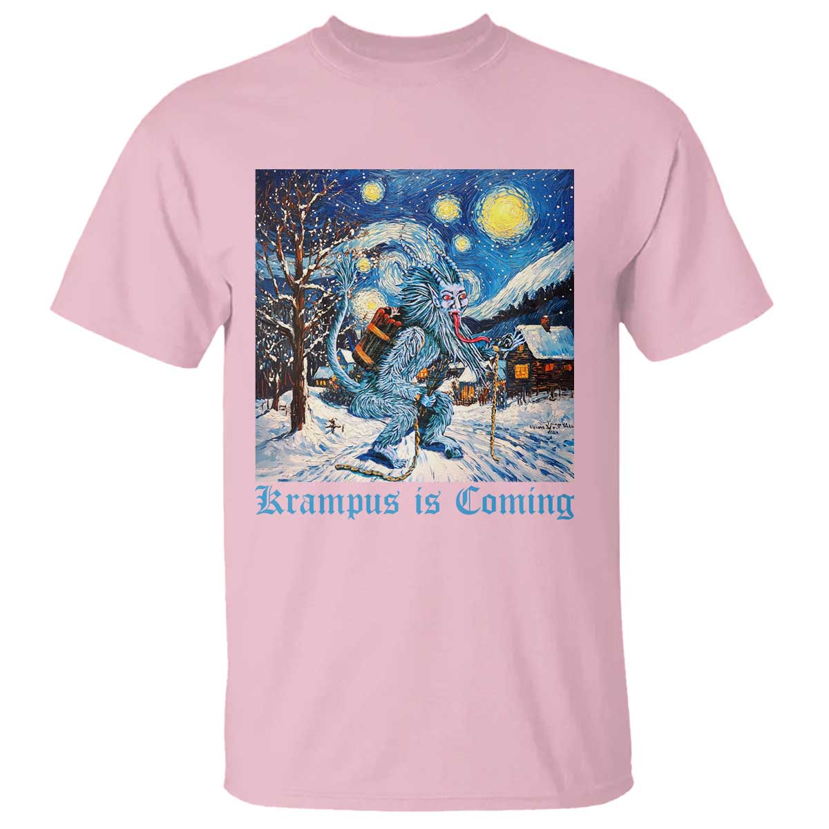Krampus Is Coming T Shirt Spooky Christmas Starry Night - Wonder Print Shop