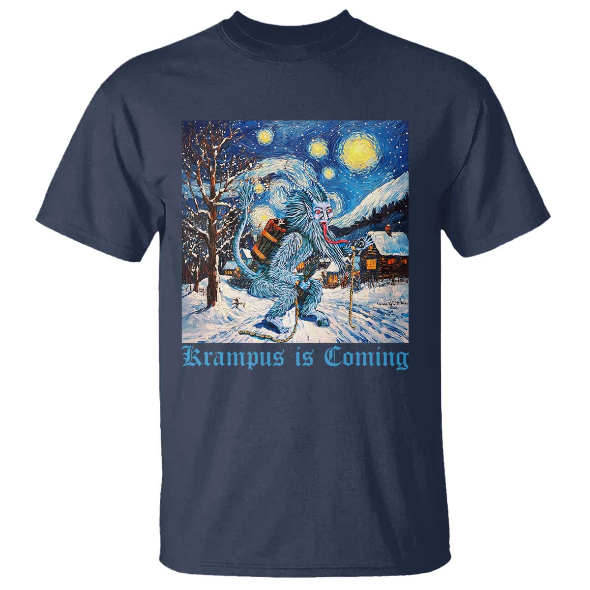 Krampus Is Coming T Shirt Spooky Christmas Starry Night - Wonder Print Shop