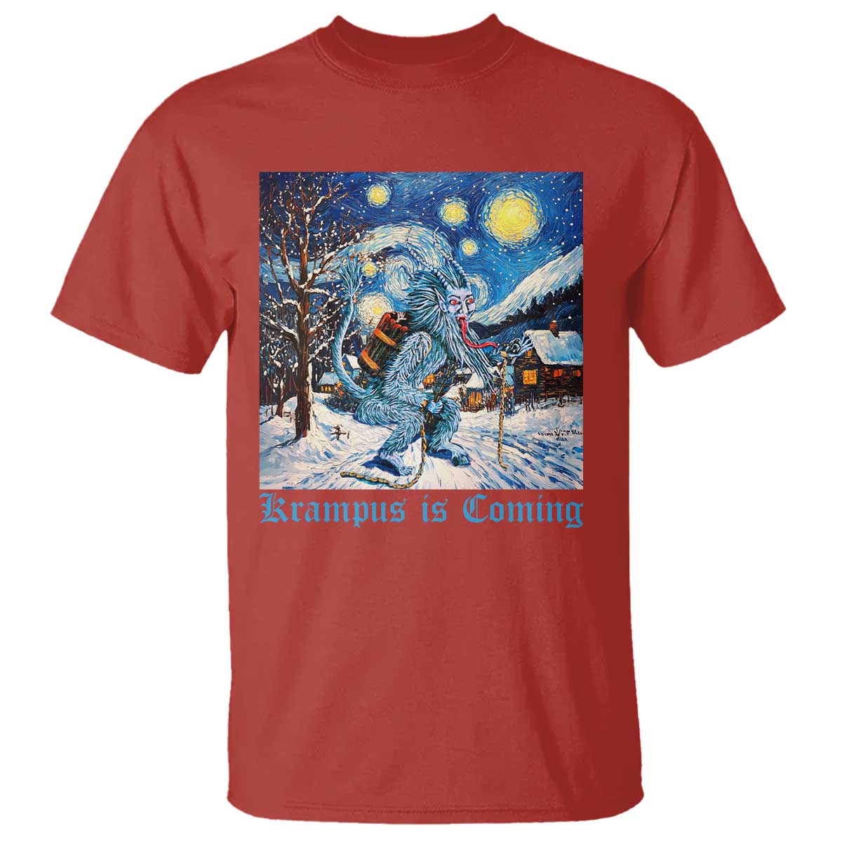 Krampus Is Coming T Shirt Spooky Christmas Starry Night - Wonder Print Shop