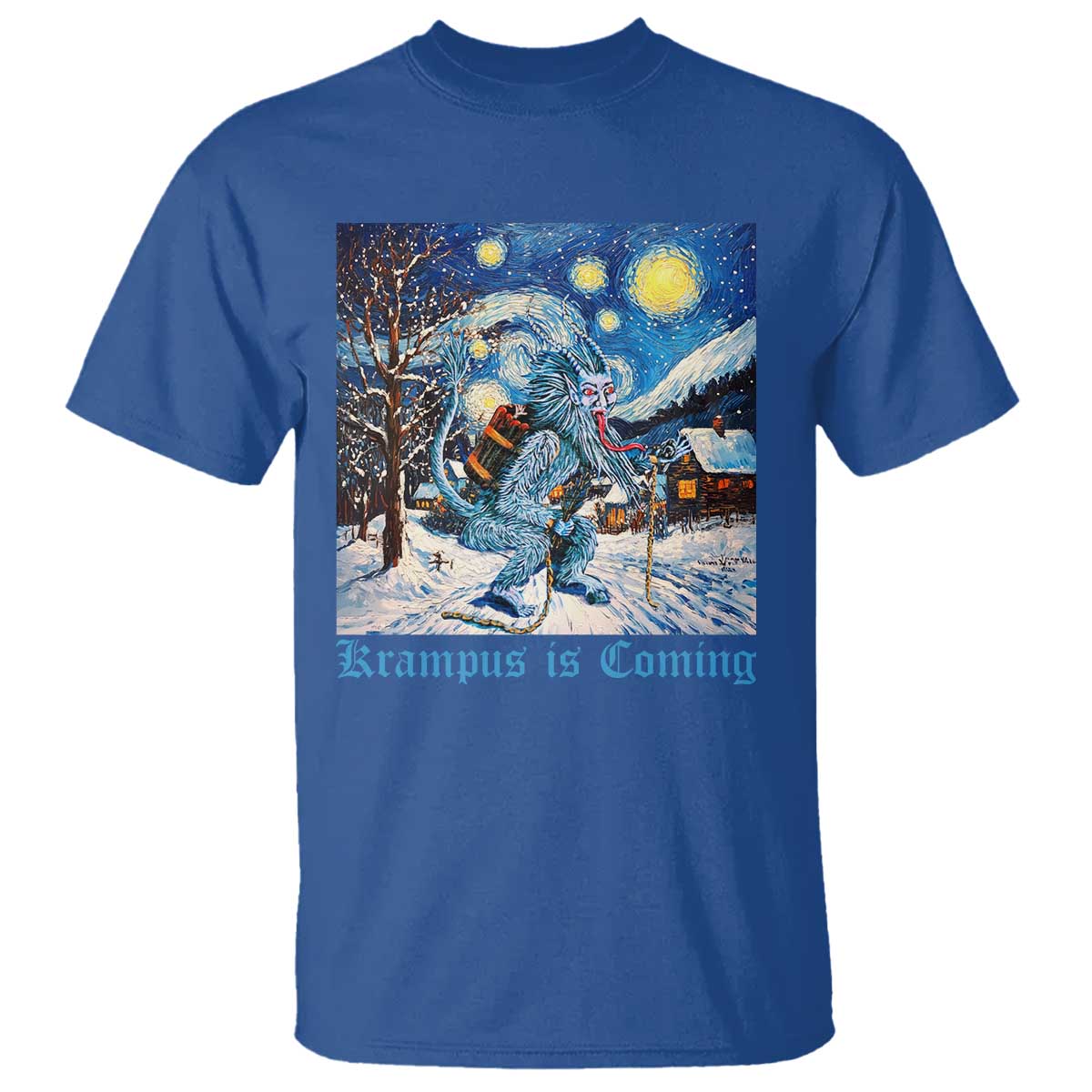 Krampus Is Coming T Shirt Spooky Christmas Starry Night - Wonder Print Shop