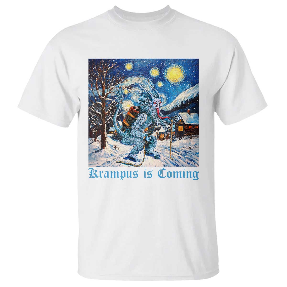 Krampus Is Coming T Shirt Spooky Christmas Starry Night - Wonder Print Shop