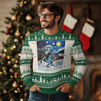 Krampus Is Coming Ugly Christmas Sweater Spooky Christmas Starry Night - Wonder Print Shop