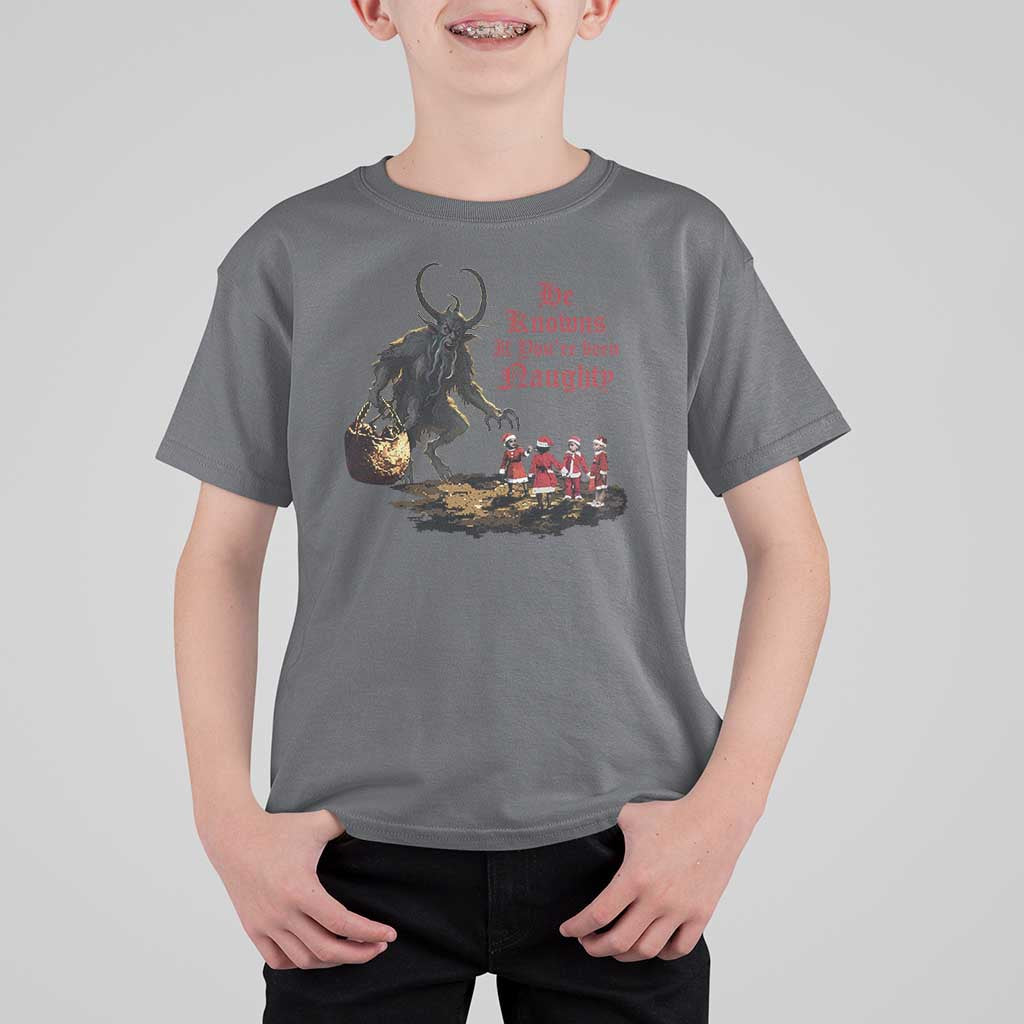 Christmas Krampus T Shirt For Kid He Knows If You've Been Naughty - Wonder Print Shop