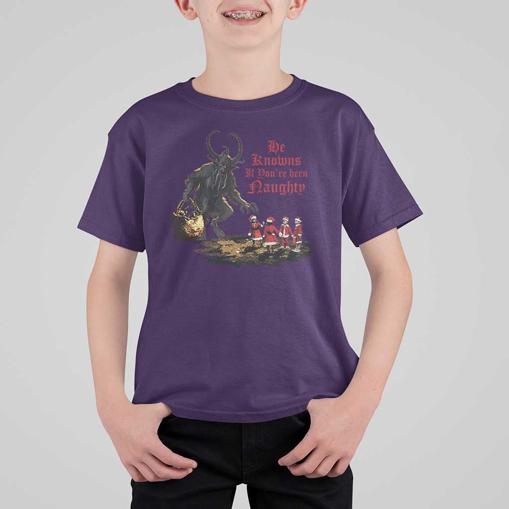 Christmas Krampus T Shirt For Kid He Knows If You've Been Naughty - Wonder Print Shop