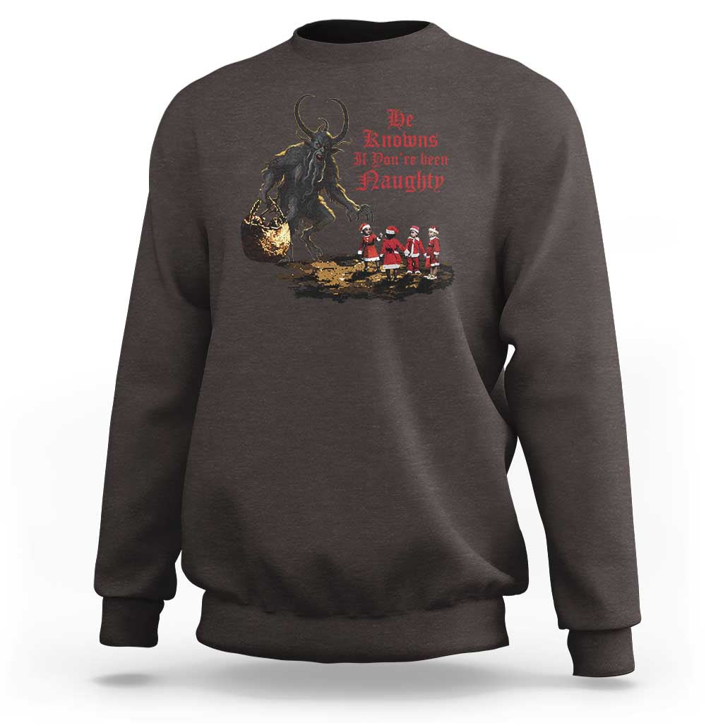 Christmas Krampus Sweatshirt He Knows If You've Been Naughty - Wonder Print Shop