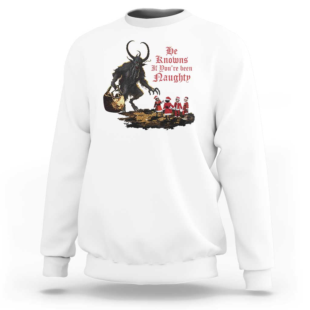 Christmas Krampus Sweatshirt He Knows If You've Been Naughty - Wonder Print Shop