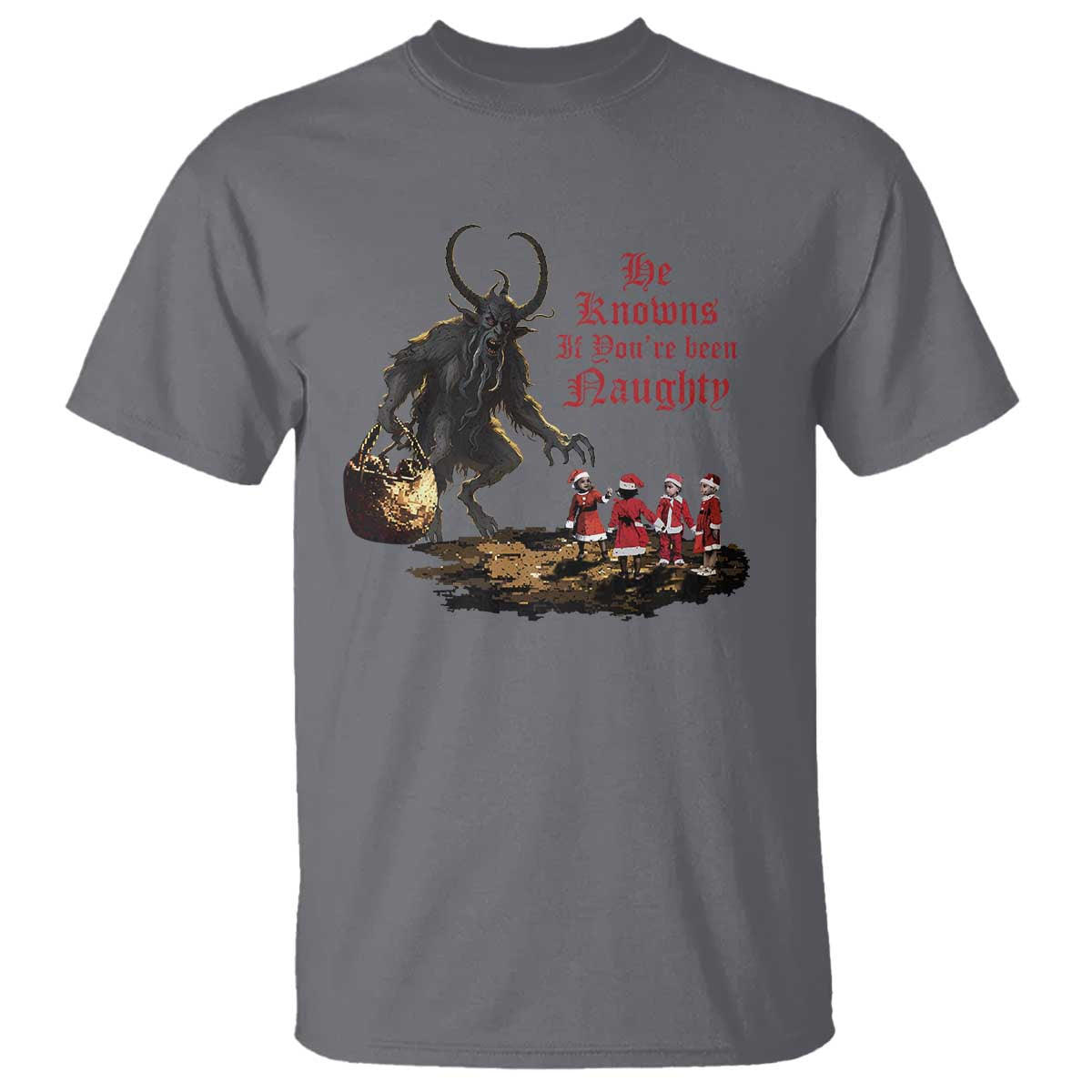Christmas Krampus T Shirt He Knows If You've Been Naughty - Wonder Print Shop