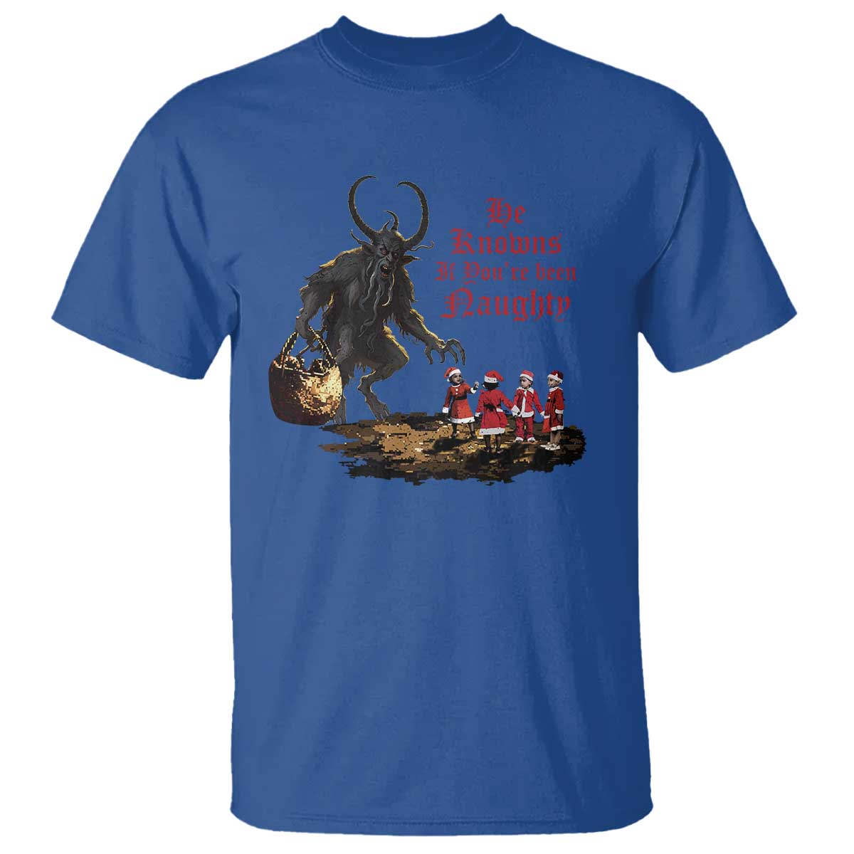 Christmas Krampus T Shirt He Knows If You've Been Naughty - Wonder Print Shop