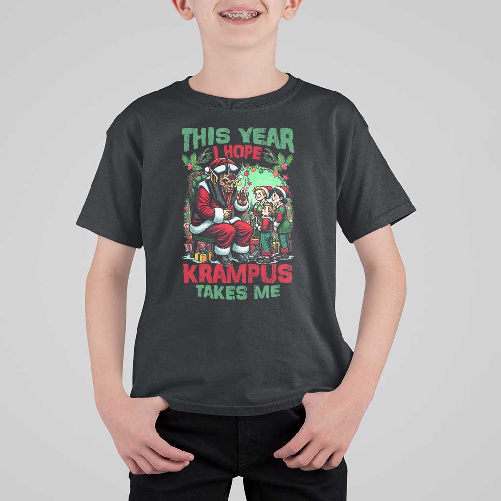 Christmas Krampus T Shirt For Kid This Year I Hope Krampus Takes Me - Wonder Print Shop