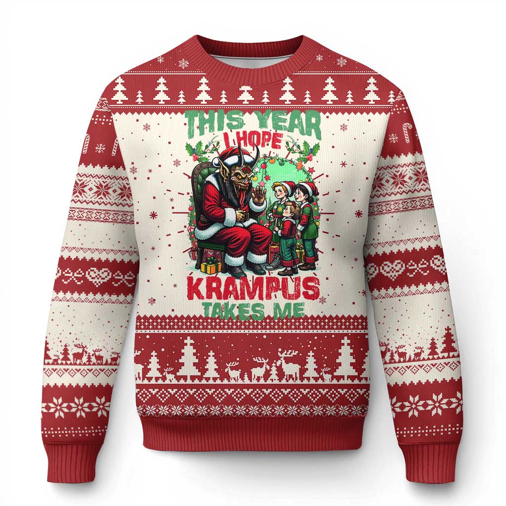 Xmas Krampus Ugly Christmas Sweater This Year I Hope Krampus Takes Me - Wonder Print Shop
