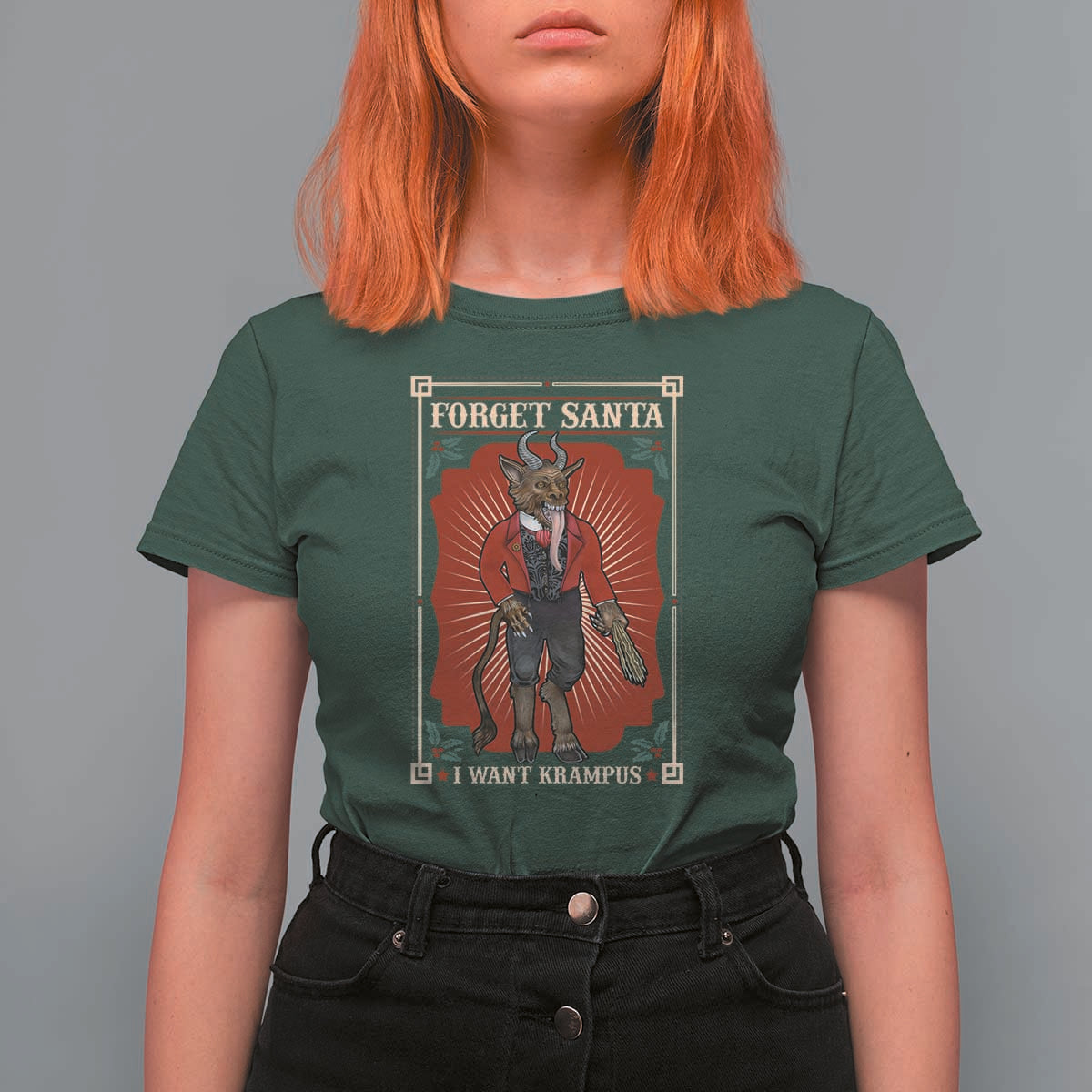 Funny Christmas T Shirt For Women Forget Santa I Want Krampus - Wonder Print Shop