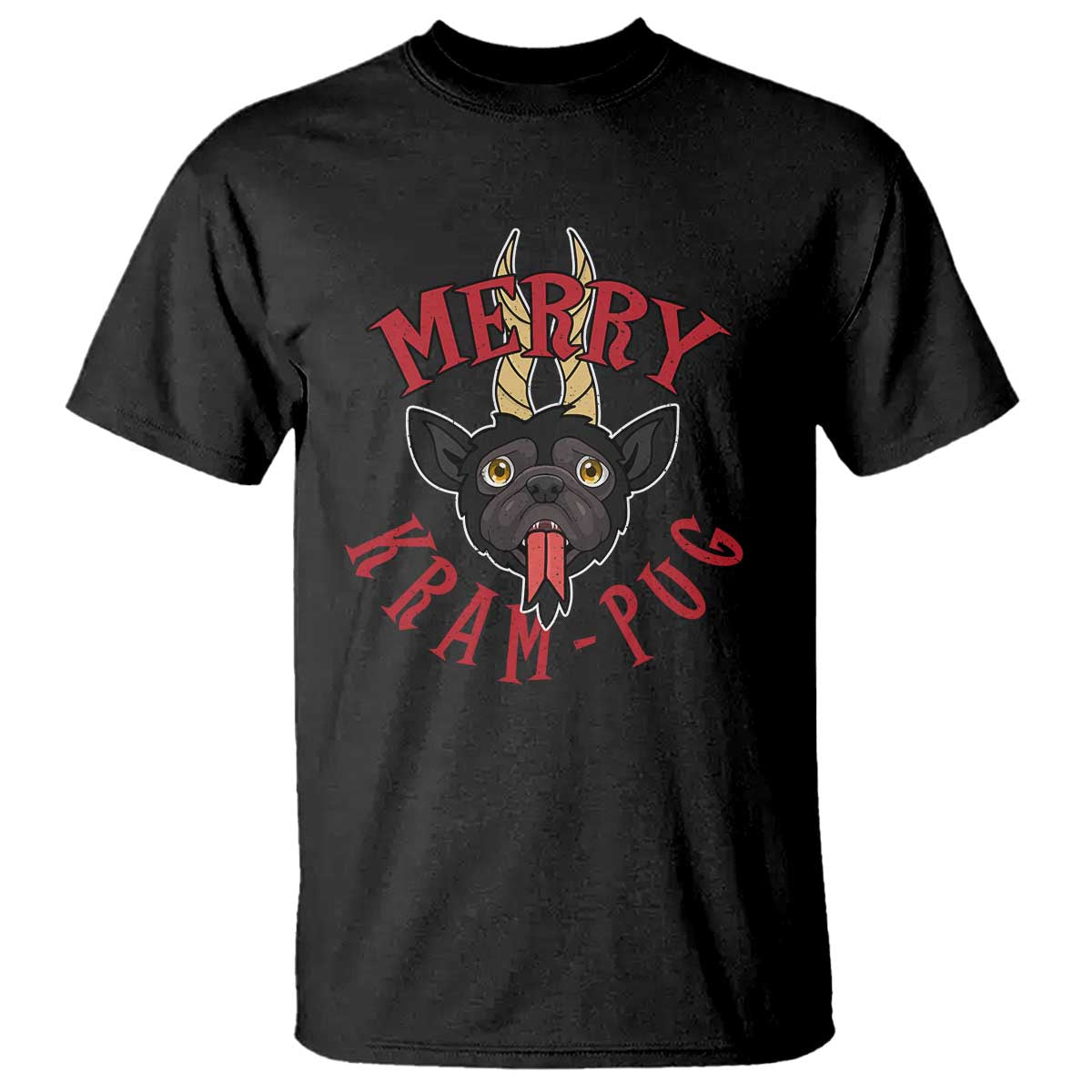 Funny Christmas Krampus Pug Dog T Shirt Merry Krampug Cute Pug Satan - Wonder Print Shop