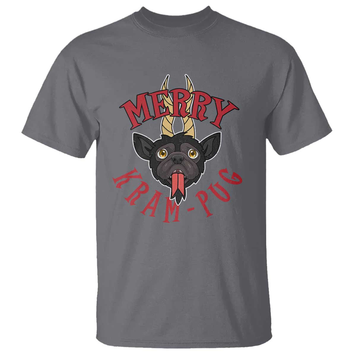 Funny Christmas Krampus Pug Dog T Shirt Merry Krampug Cute Pug Satan - Wonder Print Shop