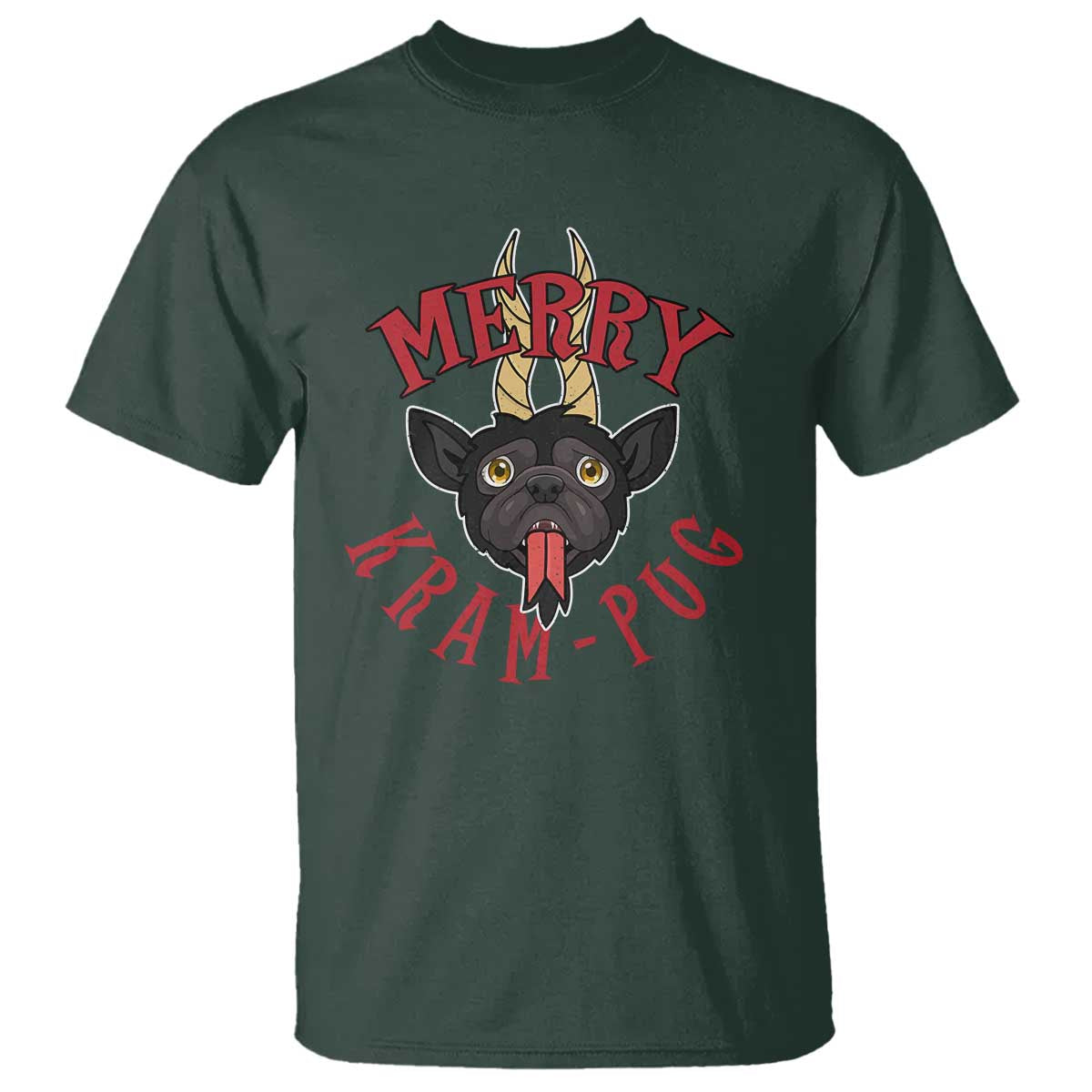 Funny Christmas Krampus Pug Dog T Shirt Merry Krampug Cute Pug Satan - Wonder Print Shop
