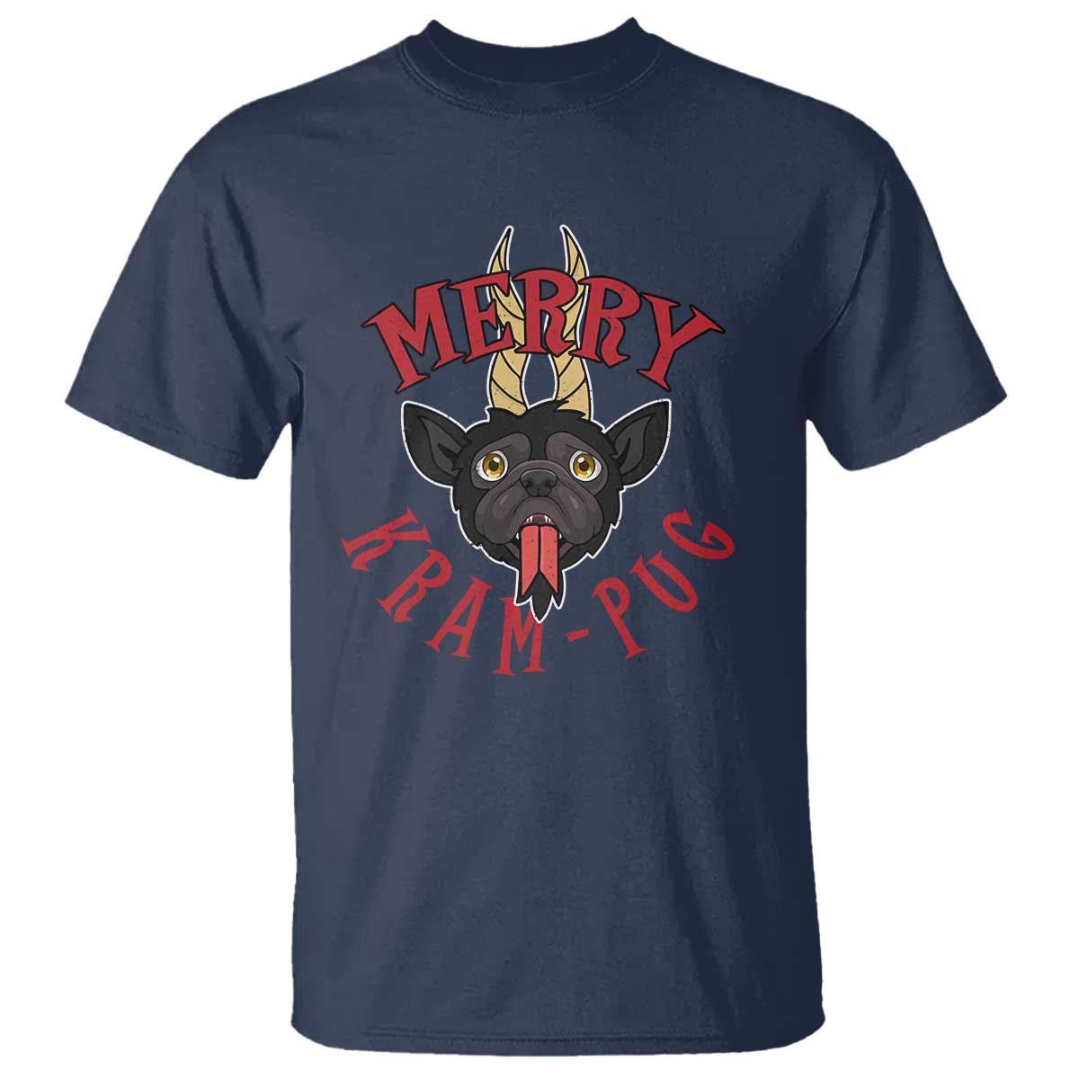 Funny Christmas Krampus Pug Dog T Shirt Merry Krampug Cute Pug Satan - Wonder Print Shop