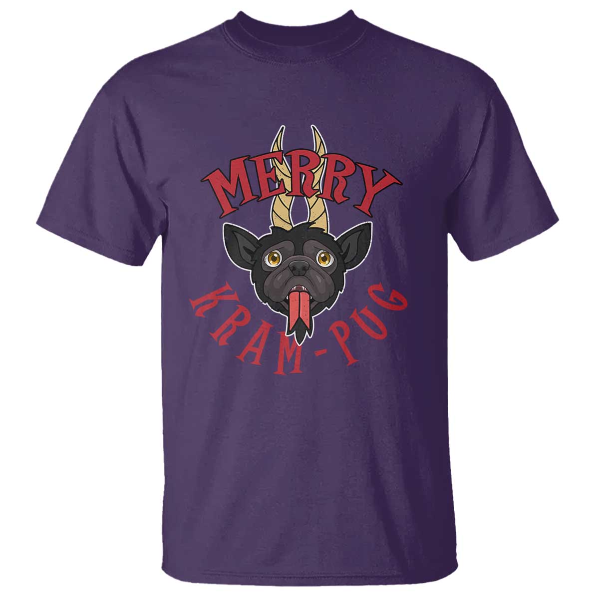 Funny Christmas Krampus Pug Dog T Shirt Merry Krampug Cute Pug Satan - Wonder Print Shop