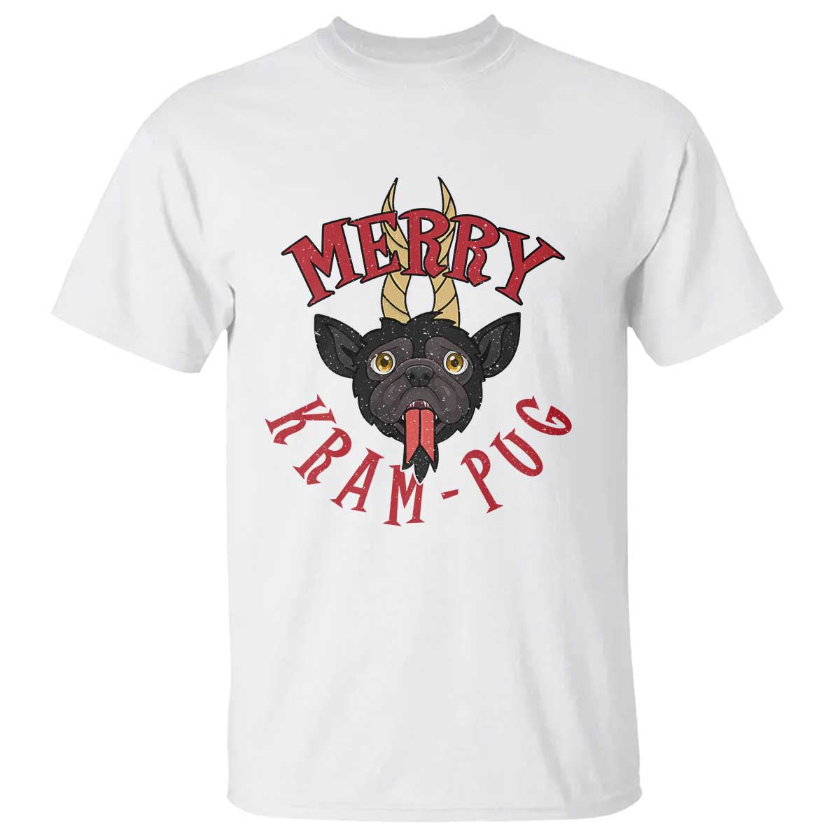 Funny Christmas Krampus Pug Dog T Shirt Merry Krampug Cute Pug Satan - Wonder Print Shop