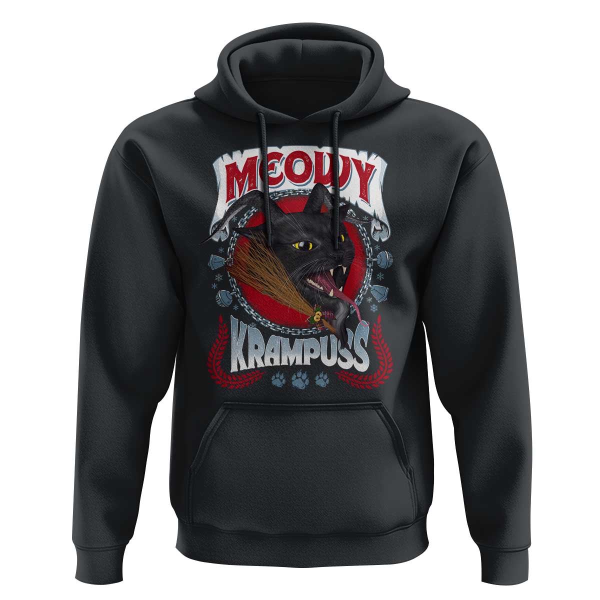 Christmas Krampus Cat Hoodie Meowy Krampuss Black Cat