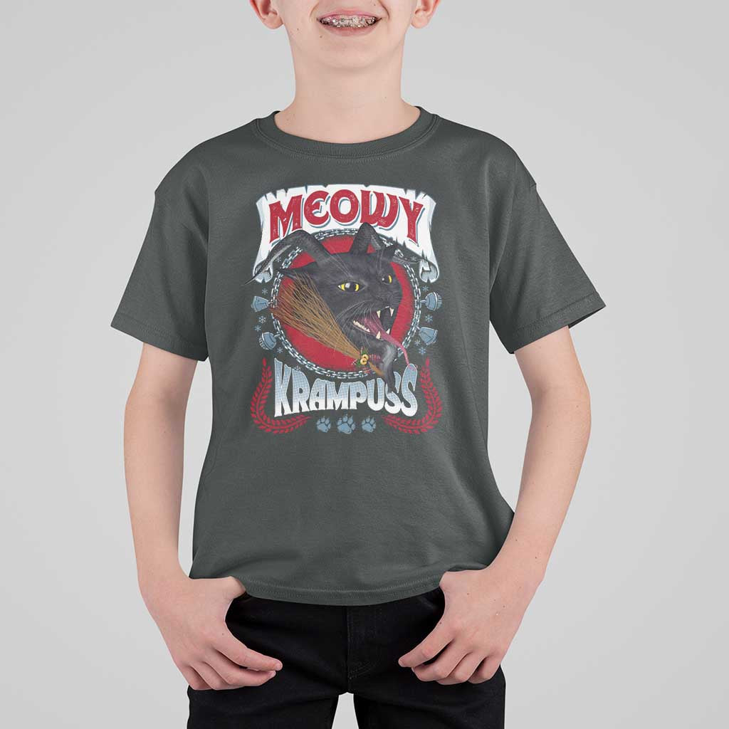 Christmas Krampus Cat T Shirt For Kid Meowy Krampuss Black Cat - Wonder Print Shop