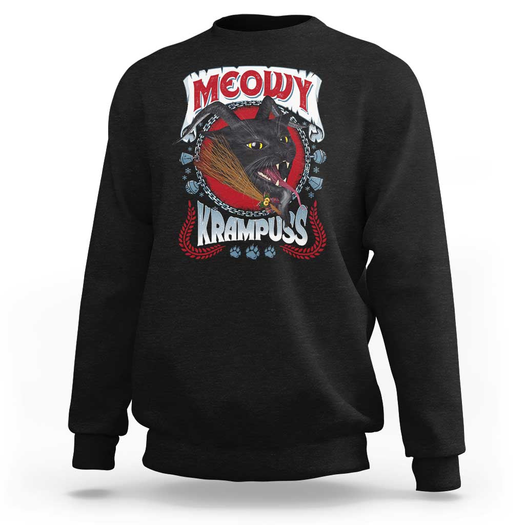 Christmas Krampus Cat Sweatshirt Meowy Krampuss Black Cat - Wonder Print Shop