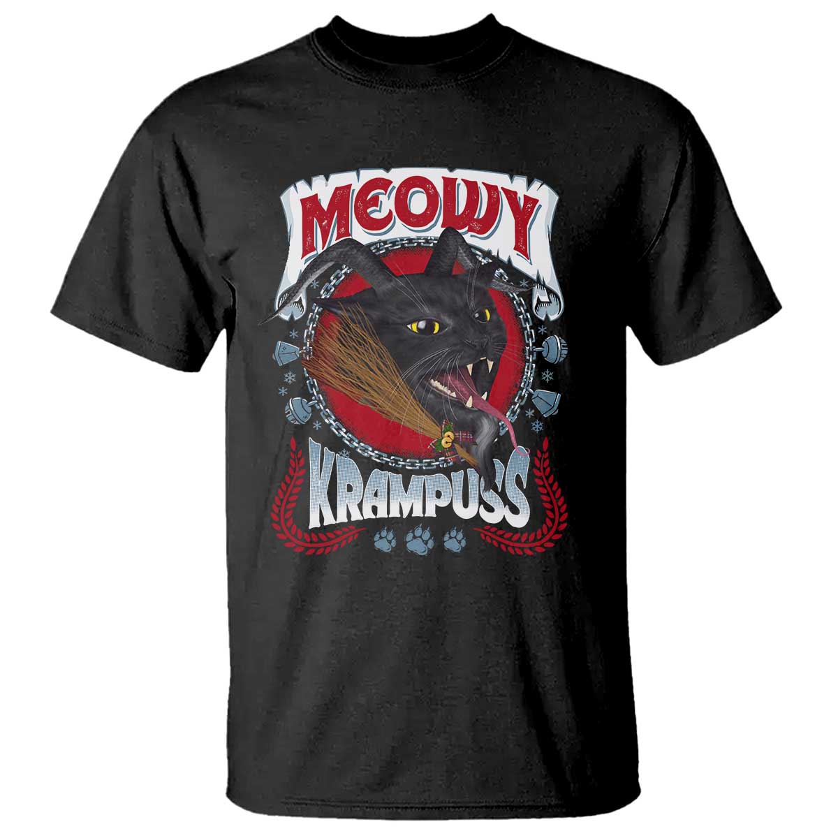 Christmas Krampus Cat T Shirt Meowy Krampuss Black Cat - Wonder Print Shop