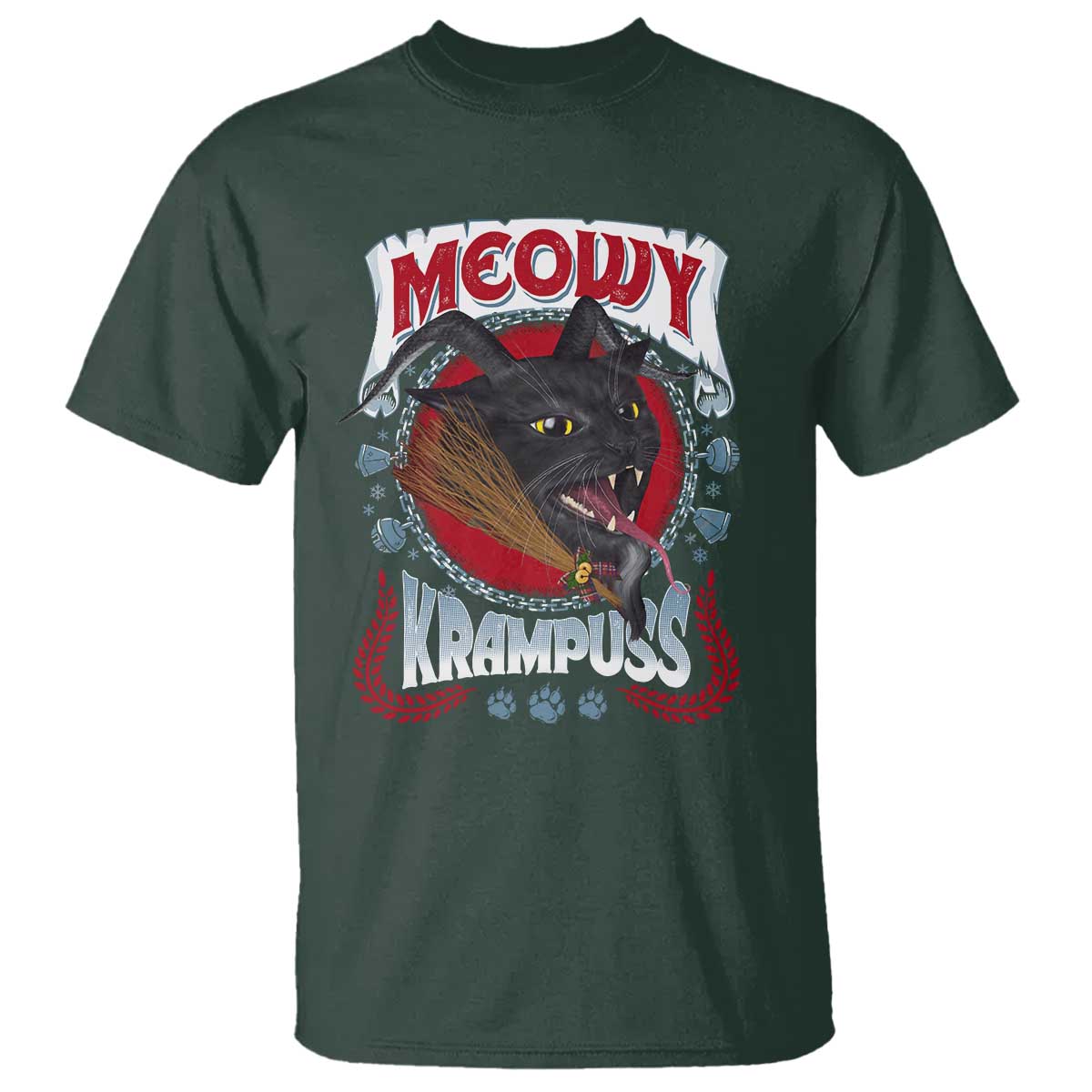 Christmas Krampus Cat T Shirt Meowy Krampuss Black Cat - Wonder Print Shop