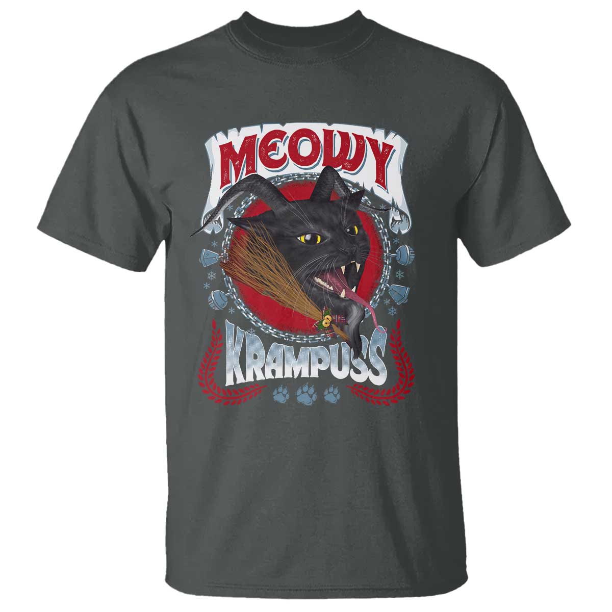 Christmas Krampus Cat T Shirt Meowy Krampuss Black Cat - Wonder Print Shop