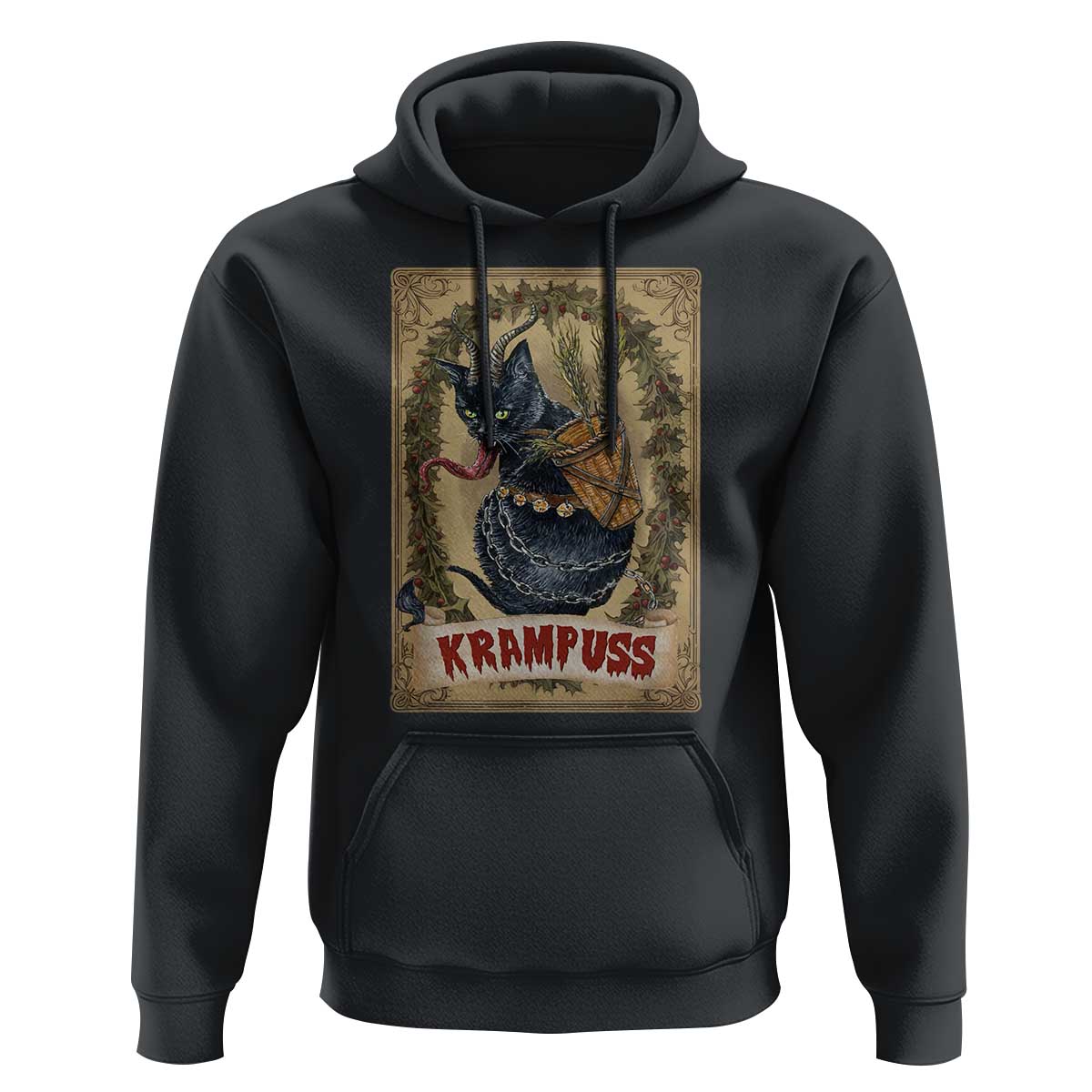 Krampus Cat Hoodie Krampuss Black Cat Vintage Horror Christmas
