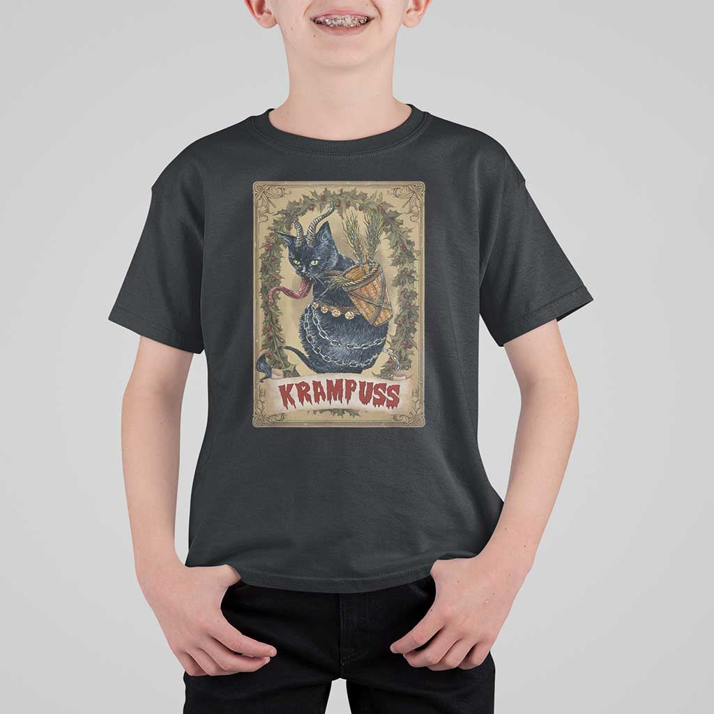 Krampus Cat T Shirt For Kid Krampuss Black Cat Vintage Horror Christmas - Wonder Print Shop