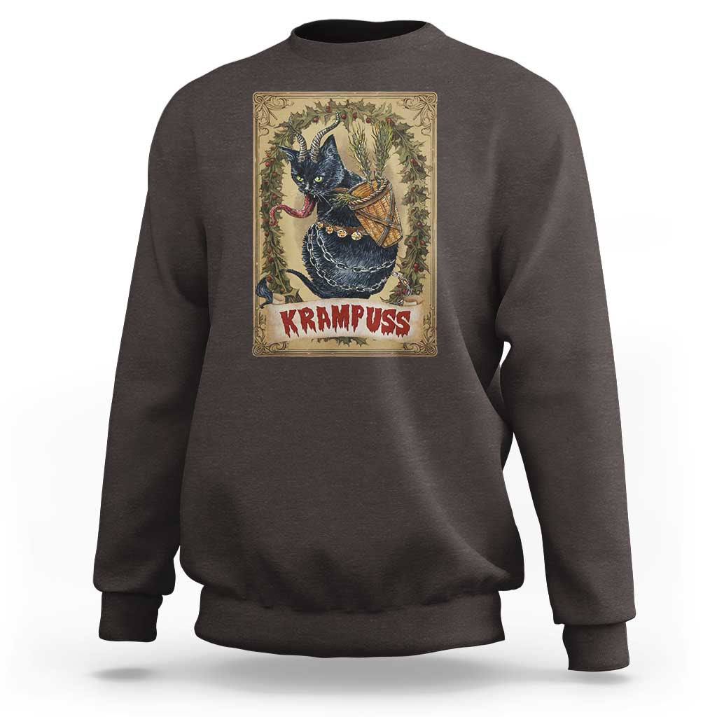 Krampus Cat Sweatshirt Krampuss Black Cat Vintage Horror Christmas - Wonder Print Shop