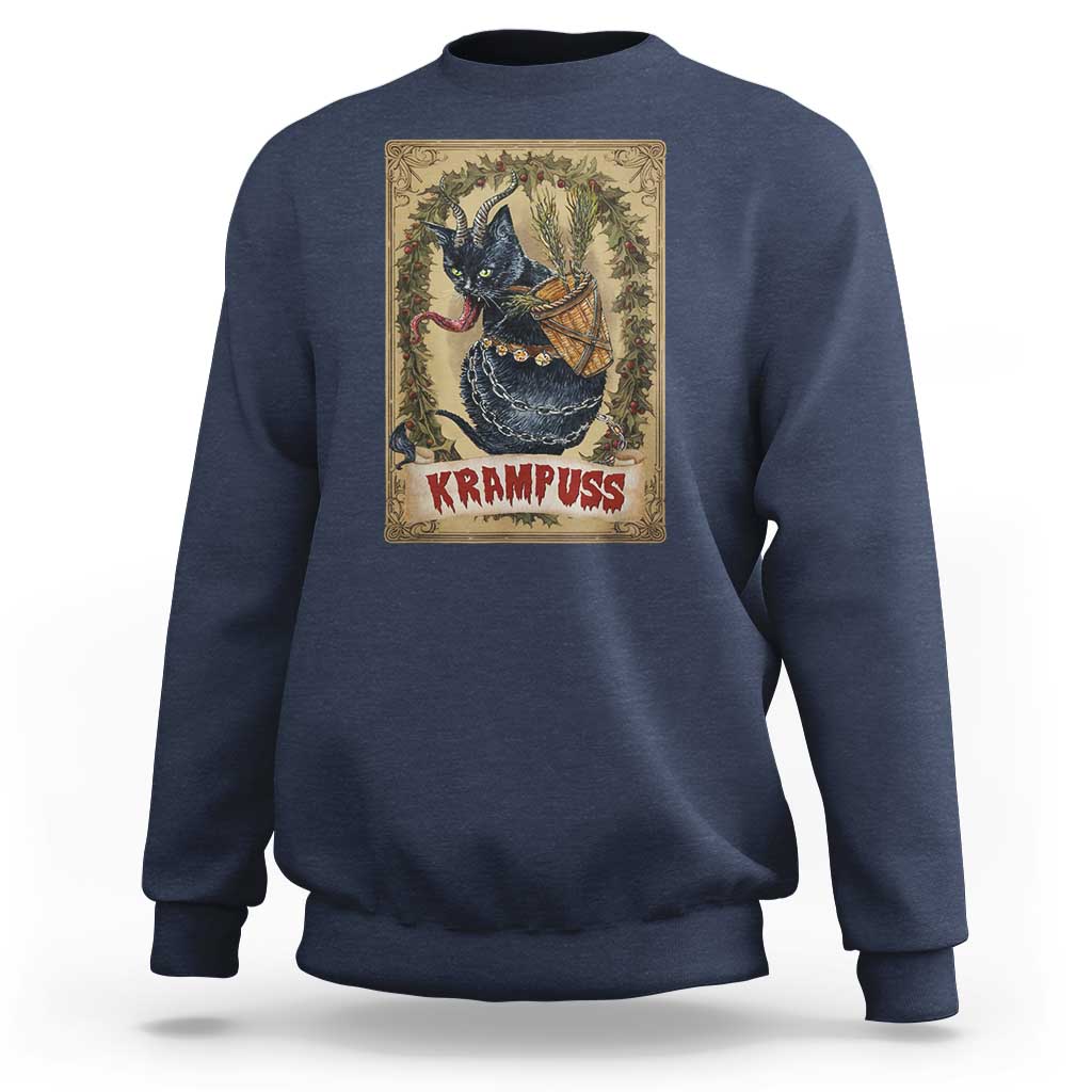Krampus Cat Sweatshirt Krampuss Black Cat Vintage Horror Christmas - Wonder Print Shop