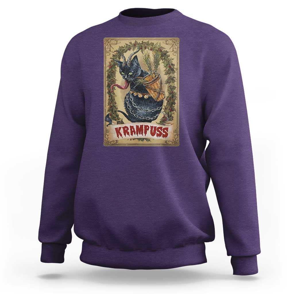 Krampus Cat Sweatshirt Krampuss Black Cat Vintage Horror Christmas - Wonder Print Shop