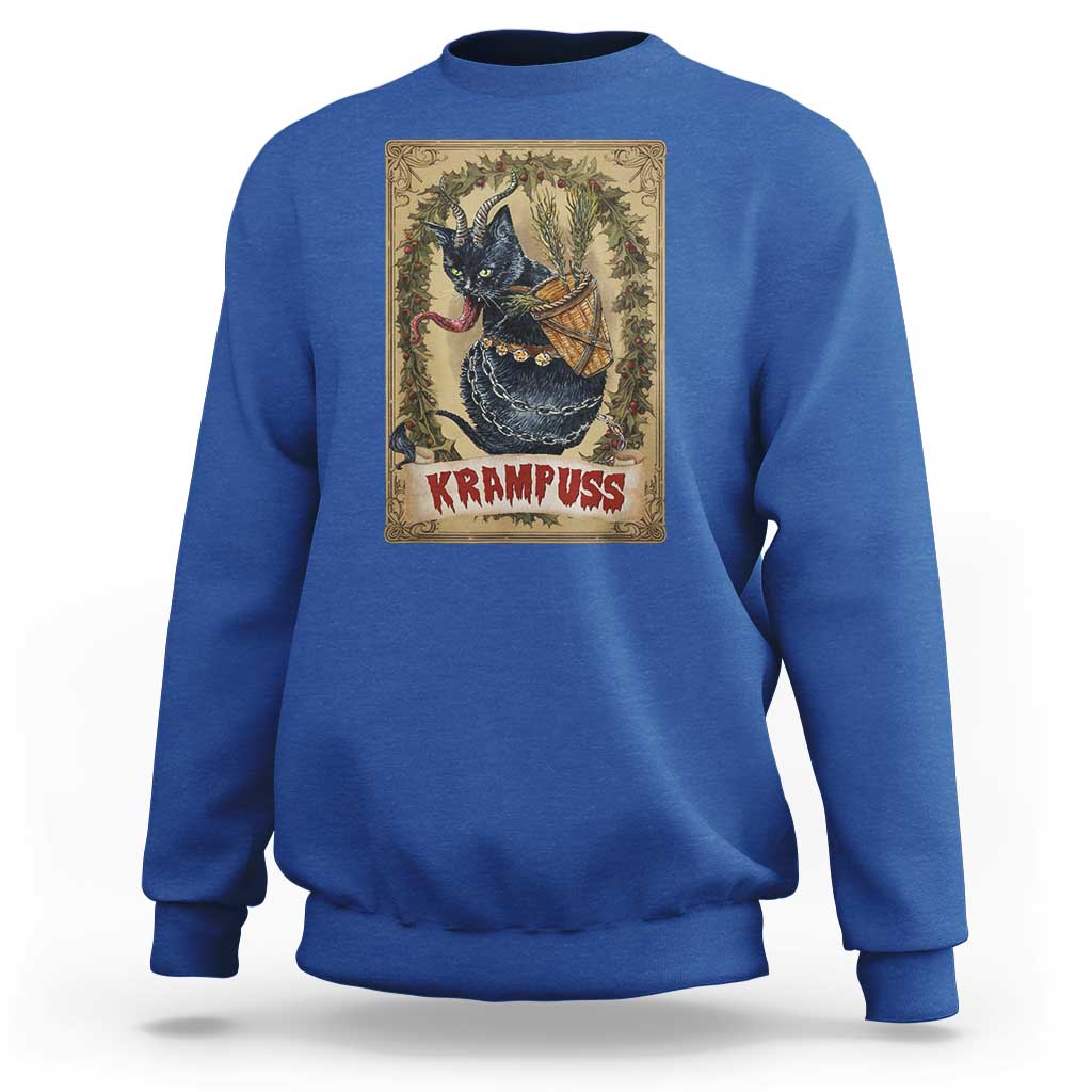 Krampus Cat Sweatshirt Krampuss Black Cat Vintage Horror Christmas - Wonder Print Shop