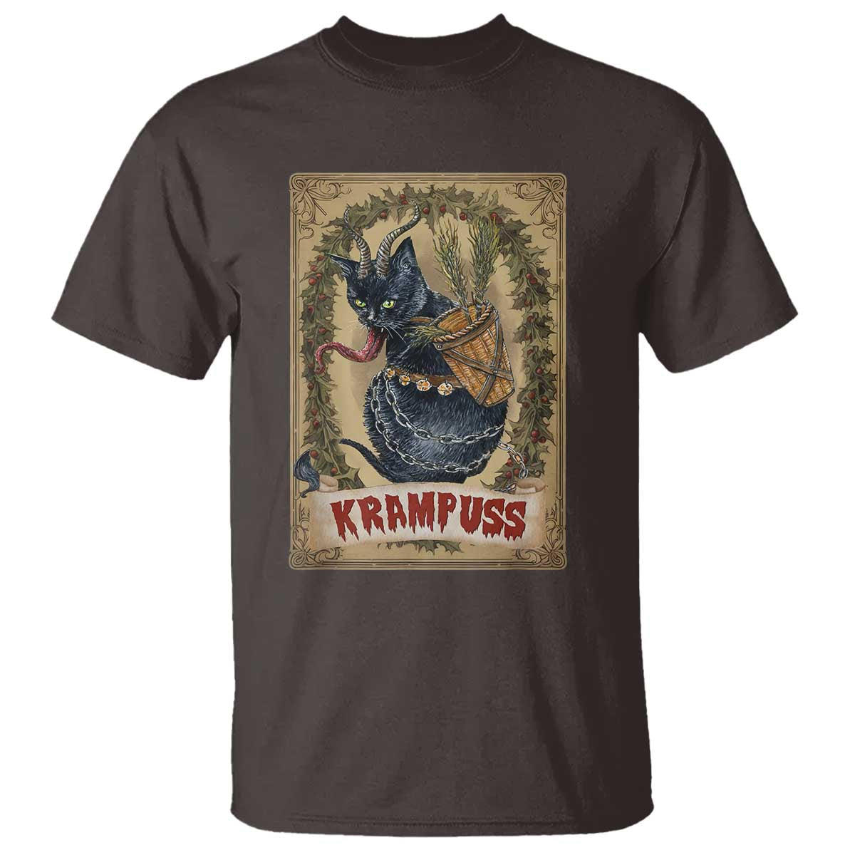 Krampus Cat T Shirt Krampuss Black Cat Vintage Horror Christmas - Wonder Print Shop
