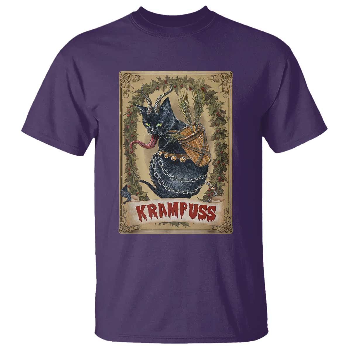 Krampus Cat T Shirt Krampuss Black Cat Vintage Horror Christmas - Wonder Print Shop