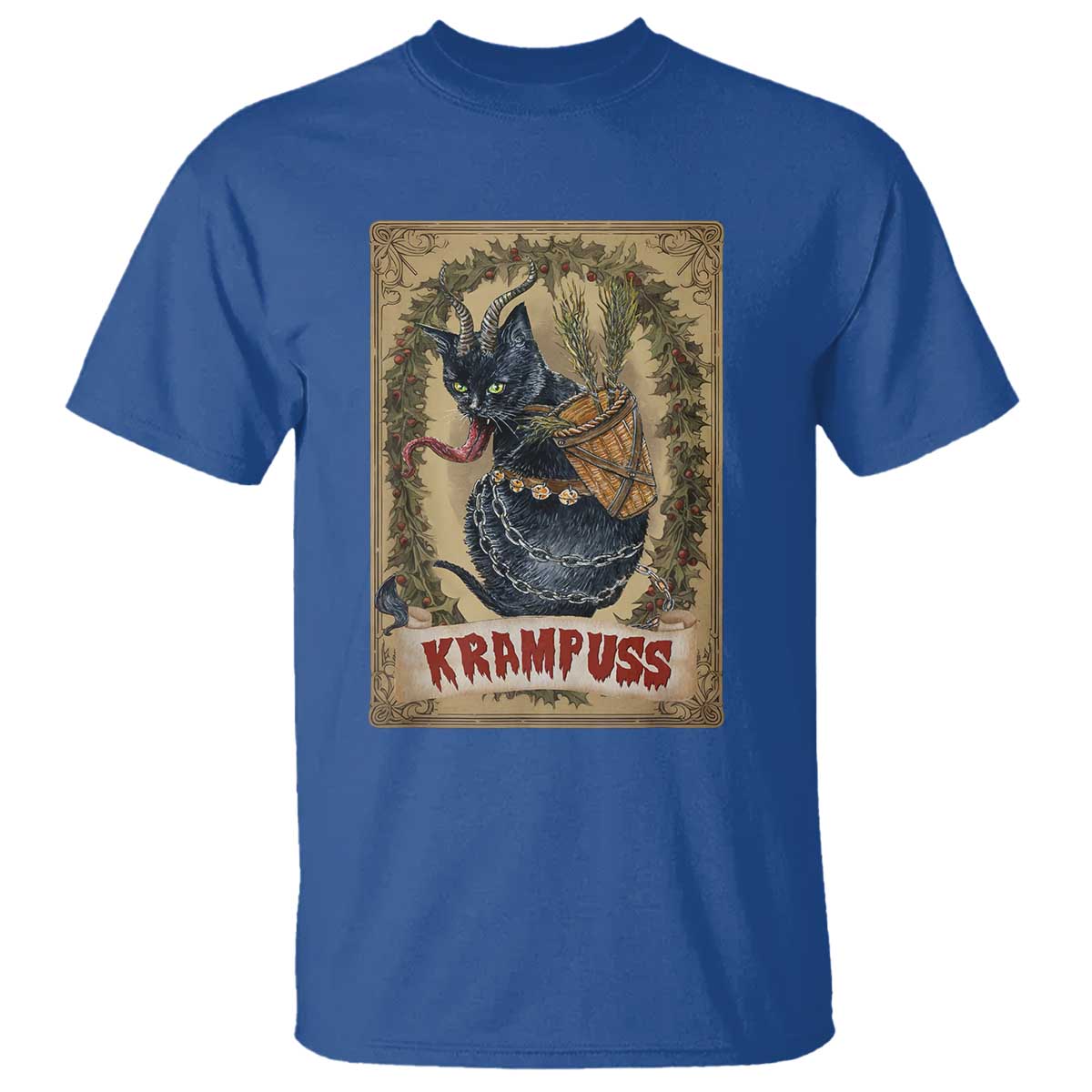 Krampus Cat T Shirt Krampuss Black Cat Vintage Horror Christmas - Wonder Print Shop