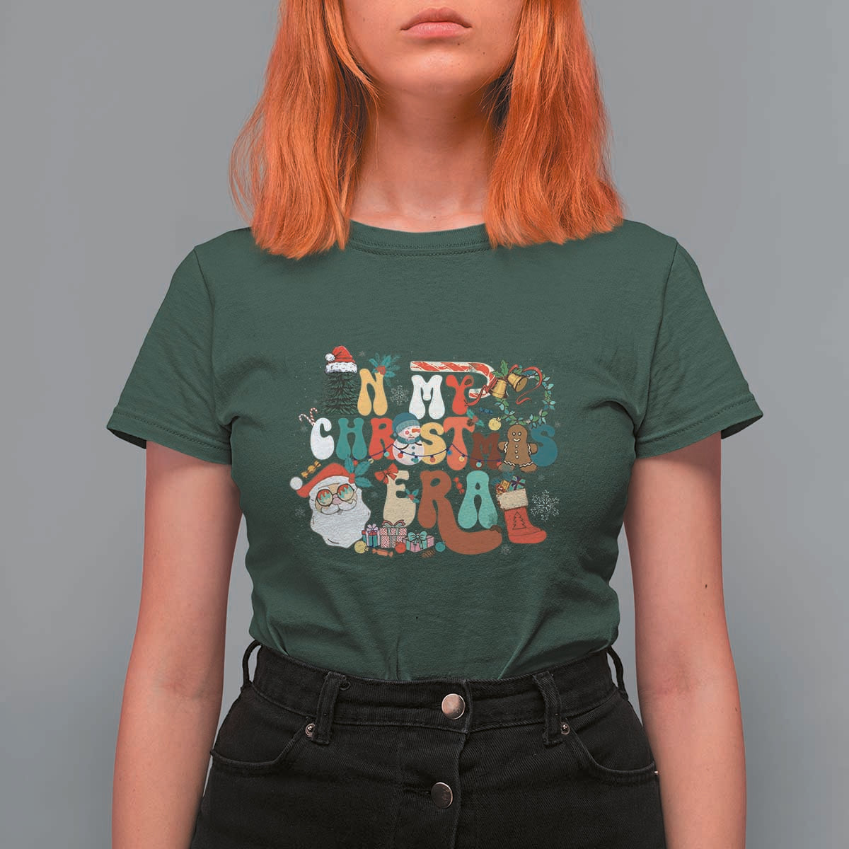 In My Christmas Era Retro Groovy T Shirt For Women - Wonder Print Shop