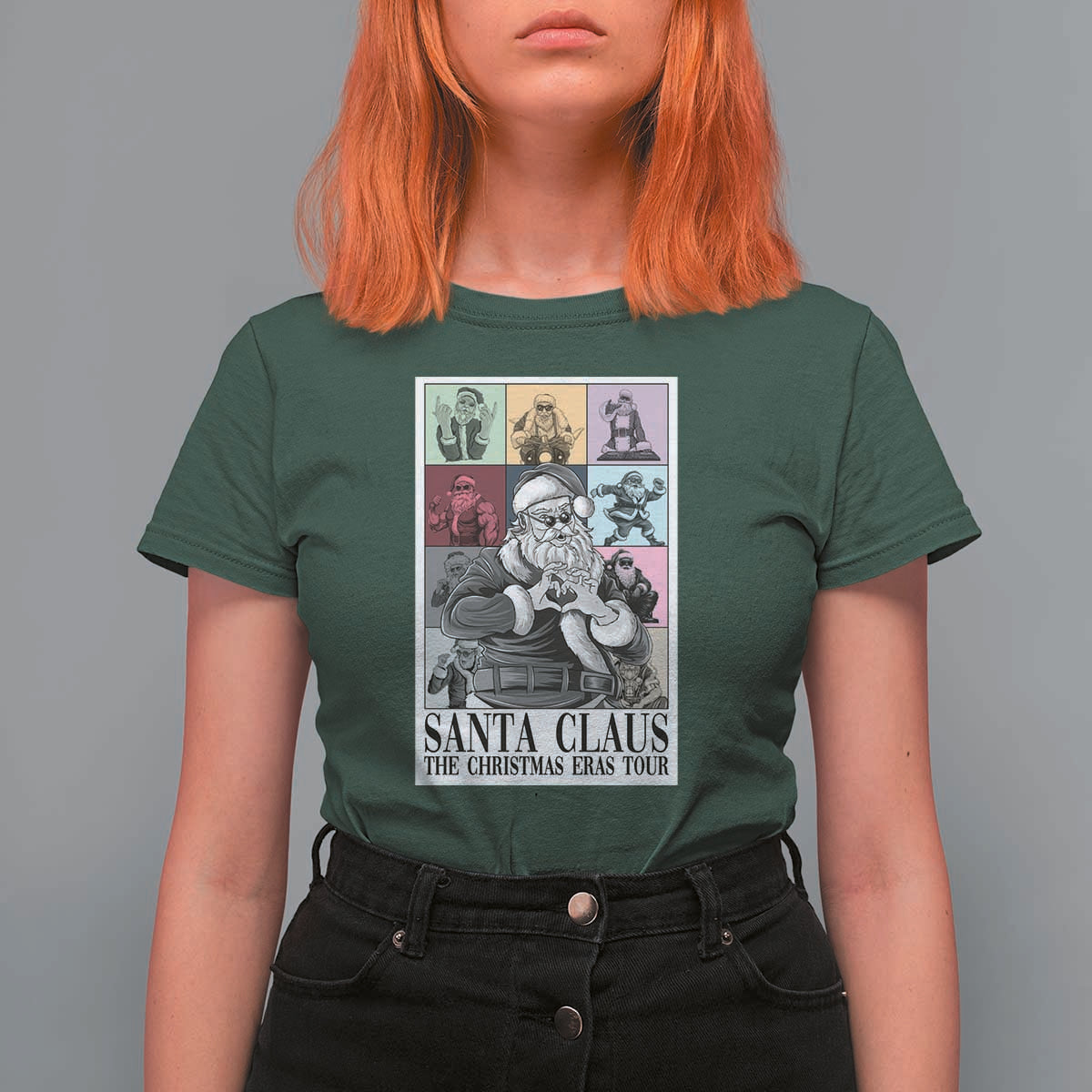 Funny Santa Claus The Christmas Eras Tours T Shirt For Women - Wonder Print Shop