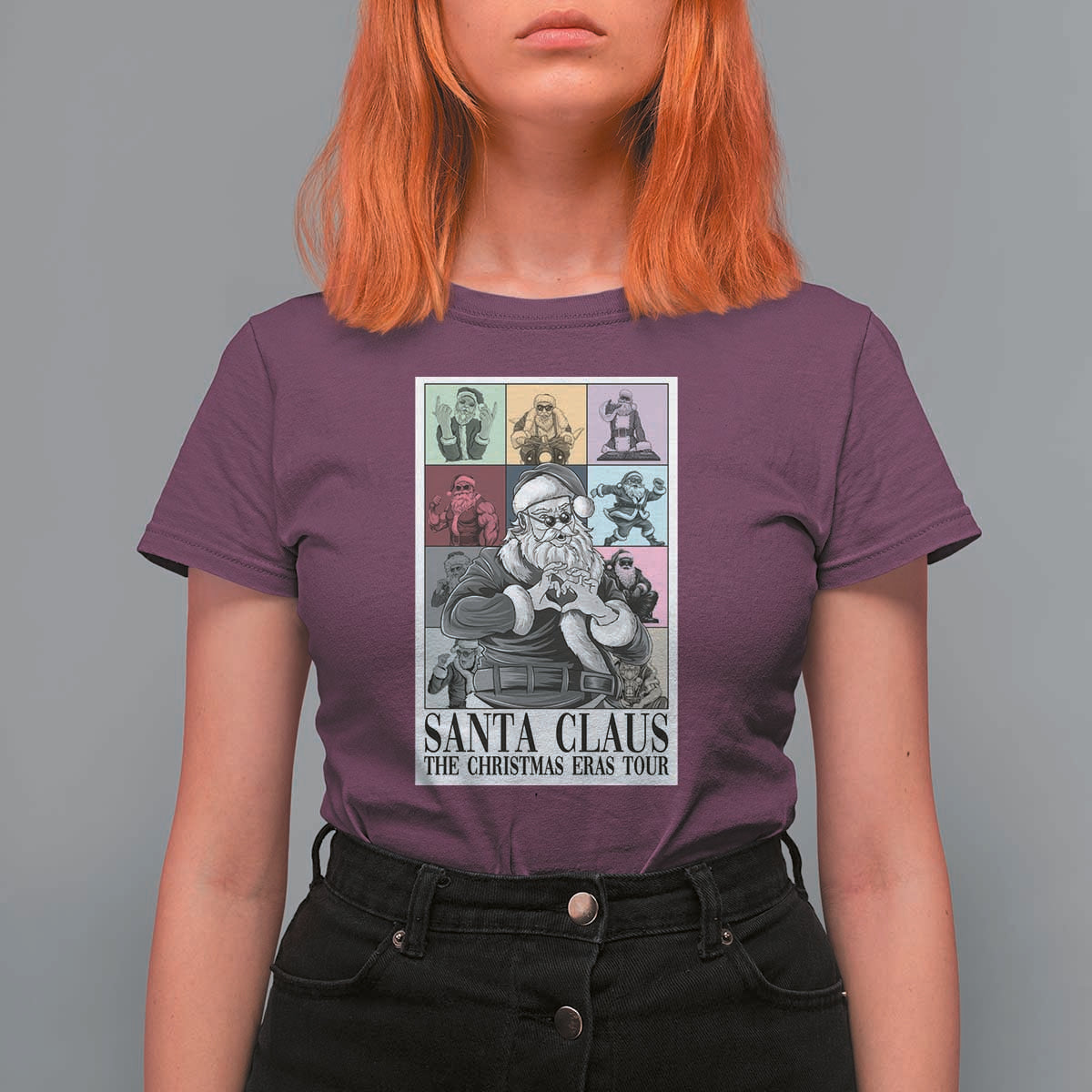 Funny Santa Claus The Christmas Eras Tours T Shirt For Women - Wonder Print Shop